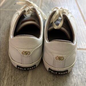 Cole Haan White Leather Sneakers with Gold Detail